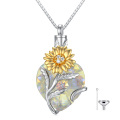 wholesale 925 Sterling Silver Opal Flower Keepsake Pendant with Funnel - Memorial Jewelry for Ashes-0-0