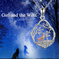 wholesale 925 Sterling Silver Wolf and Girl Pendant Necklaces for Women Mother's Day Gifts-0-3