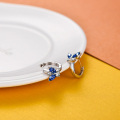 wholesale 925 Sterling Silver Blue Simulated Aquamarine Crystal Butterfly Huggie Earrings-0-4