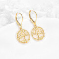 wholesale 14K Gold Tree of Life Leverback Drop Earrings for Women - Birthday Gifts for Her-0-4