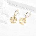 wholesale 14K Gold Tree of Life Leverback Drop Earrings for Women - Birthday Gifts for Her-0-5
