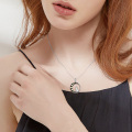 wholesale 925 Sterling Silver Cat in the Moon Pendant Necklace for Women Witchcraft s-0-2