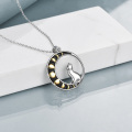 wholesale 925 Sterling Silver Cat in the Moon Pendant Necklace for Women Witchcraft s-0-4