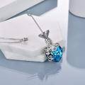 wholesale 925 Sterling Silver Blue Crystal Heart-Shaped Butterfly Pendant Necklace for Women-0-4