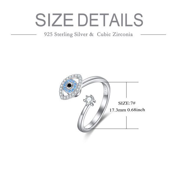 Sterling Silver Evil Eye Spinner Rings-1