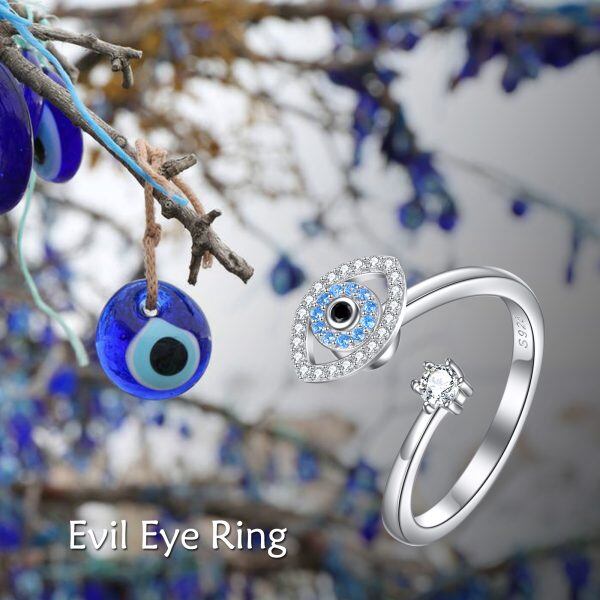 Sterling Silver Evil Eye Spinner Rings-2