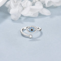 wholesale 925 Sterling Silver Evil Eye Adjustable Ring with Blue Stones - Anxiety Relief Jewelry-0-5