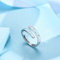 wholesale 925 Sterling Silver White Fire Opal Engraved Faith Hope Love Adjustable Stackable Rings s for Women Girls-0-5