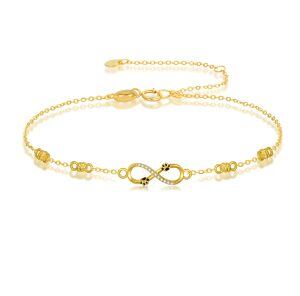 14K Solid Gold Infinity Paw Print Anklet Bracelet-0