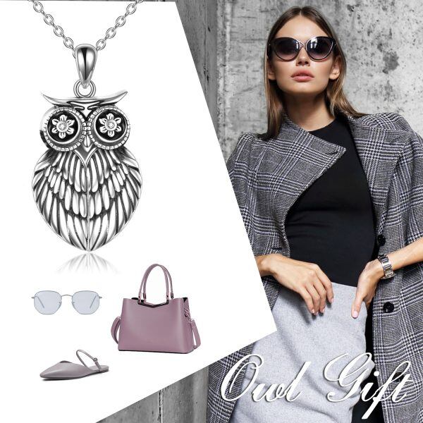 Sterling Silver Owl Locket Necklace-5