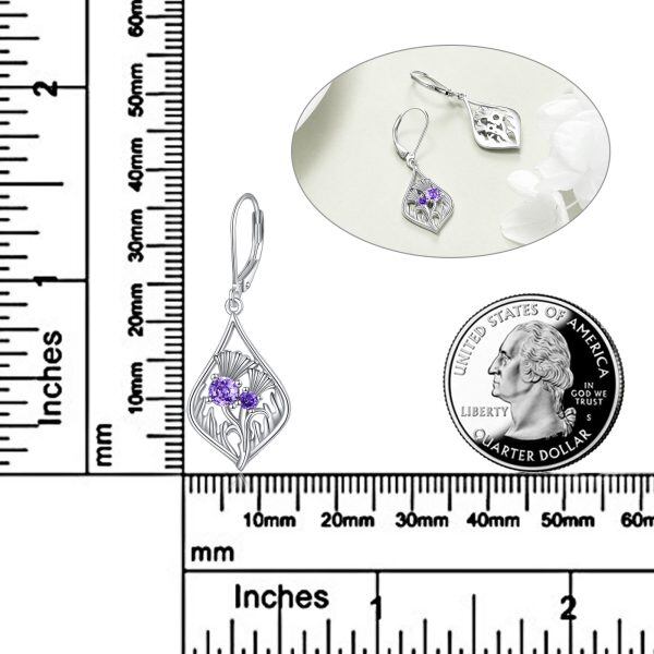 Sterling Silver Scottish Thistle Dangle Earrings-1