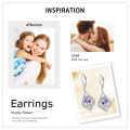 wholesale 925 Sterling Silver Purple Crystal Scottish Thistle Drop Earrings for Women Girl's Gift-0-2