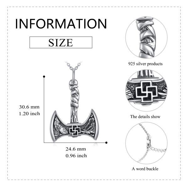 Sterling Silver Viking Axe Pendant Necklace-1