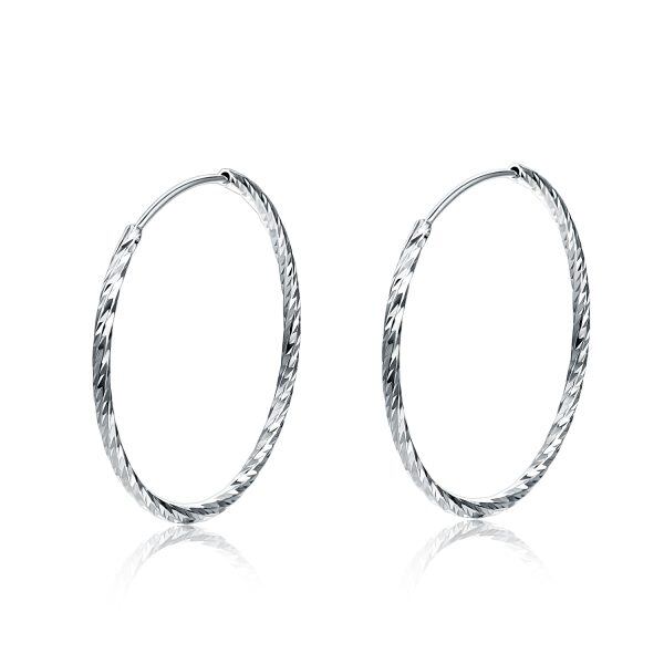 Sterling Silver 34mm Circle Lightweight Hoop Earrings-0