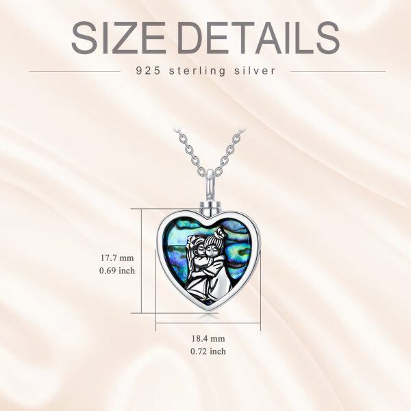 Sterling Silver Sister Abalone Shell Heart Urn Necklace -1