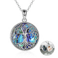wholesale 925 Sterling Silver Abalone Shell Tree of Life Photo Locket Pendant Necklace for Women-0-0