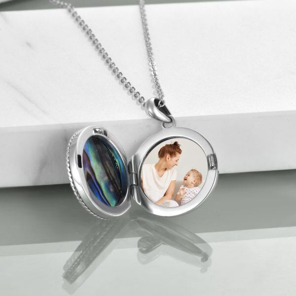 Sterling Silver Tree of Life Abalone Shell Locket Necklace-2