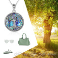 wholesale 925 Sterling Silver Abalone Shell Tree of Life Photo Locket Pendant Necklace for Women-0-4