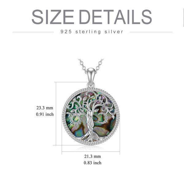 Sterling Silver Moon&Sun Tree of Life Pendant Necklace With Abalone Shell-2