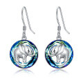 wholesale 925 Sterling Silver Blue Crystal Elephant Drop Earrings for Women  4cm Long-0-0