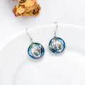 wholesale 925 Sterling Silver Blue Crystal Elephant Drop Earrings for Women  4cm Long-0-3