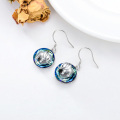 wholesale 925 Sterling Silver Blue Crystal Elephant Drop Earrings for Women  4cm Long-0-4