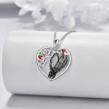 wholesale 925 Sterling Silver Red Crystal Gothic Skeleton Heart Pendant Necklaces for Women Halloween Gifts-0-3