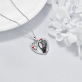 wholesale 925 Sterling Silver Red Crystal Gothic Skeleton Heart Pendant Necklaces for Women Halloween Gifts-0-4
