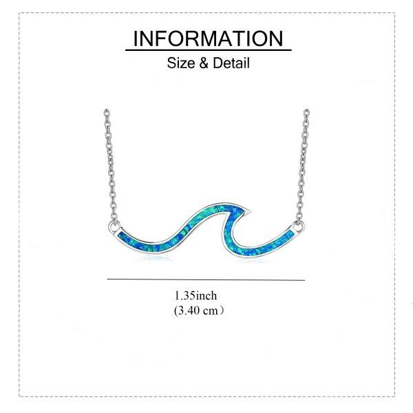 Sterling Silver Opal Ocean Wave Pendant Necklace-1