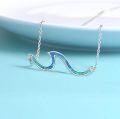 wholesale Gold 925 Sterling Silver Ocean Wave Pendant Necklaces Minimalist Chain Beach  for Women-0-8