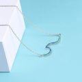 wholesale Gold 925 Sterling Silver Ocean Wave Pendant Necklaces Minimalist Chain Beach  for Women-0-9