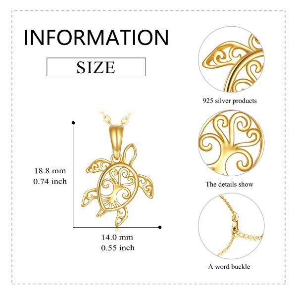 14K Solid Gold Sea Turtles Pendant Necklace-1