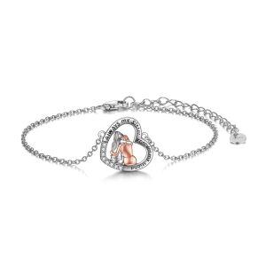 Sterling Silver Sister Heart Chain Bracelets-0