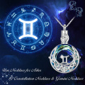 wholesale 925 Sterling Silver Zodiac Gemini Constellation Urn Keepsake Locket Necklace w/Funnel & Chain - Memorial Ashes Holder  for Women-0-5