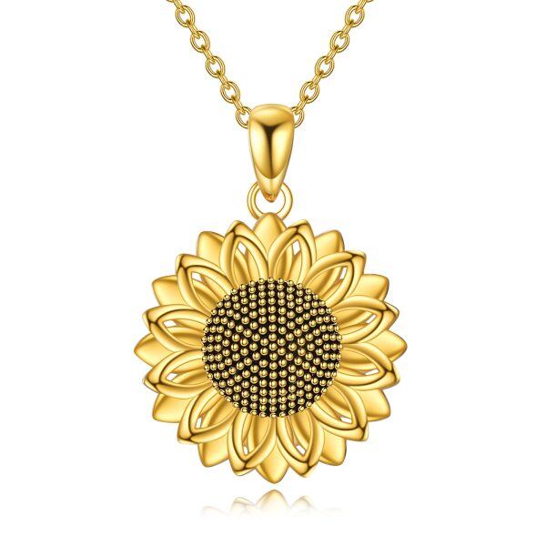 Sterling Silver With Gold Plated Sunflower Pendant Necklace-0