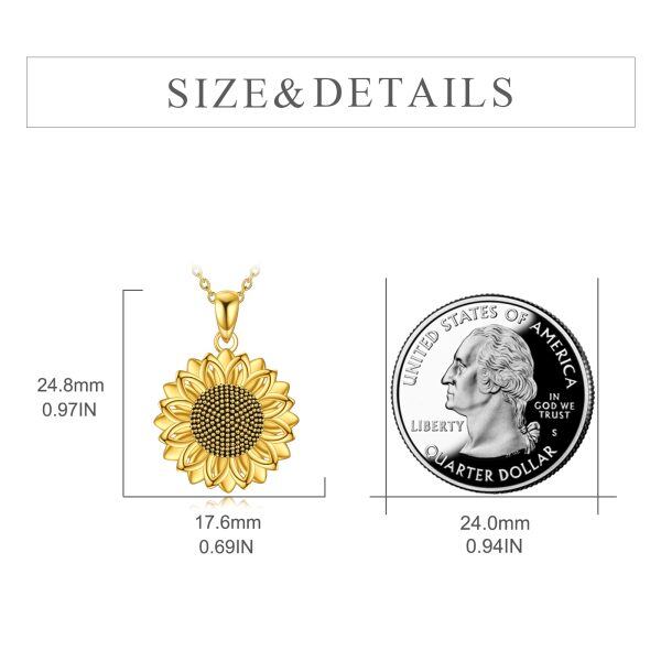 Sterling Silver With Gold Plated Sunflower Pendant Necklace-1