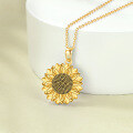 wholesale 925 Sterling Silver Gold Plated Sunflower Pendant Necklace s for Women-0-3