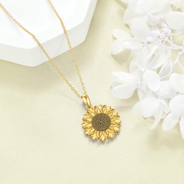 Sterling Silver With Gold Plated Sunflower Pendant Necklace-4