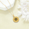 wholesale 925 Sterling Silver Gold Plated Sunflower Pendant Necklace s for Women-0-4