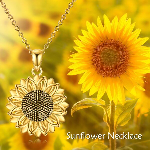 Sterling Silver With Gold Plated Sunflower Pendant Necklace-5