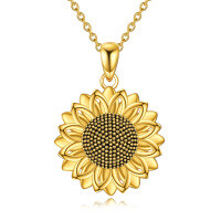 wholesale 925 Sterling Silver Gold Plated Sunflower Pendant Necklace s for Women- Gold Plated