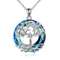wholesale 925 Sterling Silver Rainbow Crystal Tree of Life Pendant Necklace Gift for Women-0-4