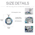 wholesale 925 Sterling Silver Rainbow Crystal Tree of Life Pendant Necklace Gift for Women-0-5