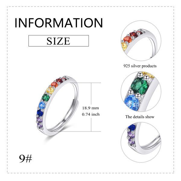 Sterling Silver Seven Chakra Adjustable Rings-1