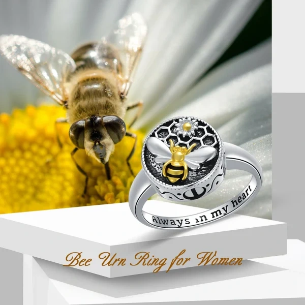 Sterling Silver Bee Urn Rings-4