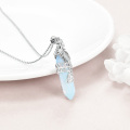 wholesale 925 Sterling Silver Opalite Crystal Phoenix Dragon Pendant Necklace for Women Men  48cm Chain Length-0-4