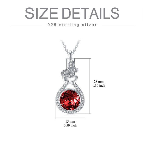 Sterling Silver Red Crystal Teardrop Urn Necklace With July Birthstone-1