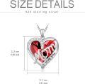 wholesale 925 Sterling Silver Red Crystal Heart Pendant Necklaces for Mother's Day Gifts-0-1