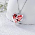 wholesale 925 Sterling Silver Red Crystal Heart Pendant Necklaces for Mother's Day Gifts-0-3