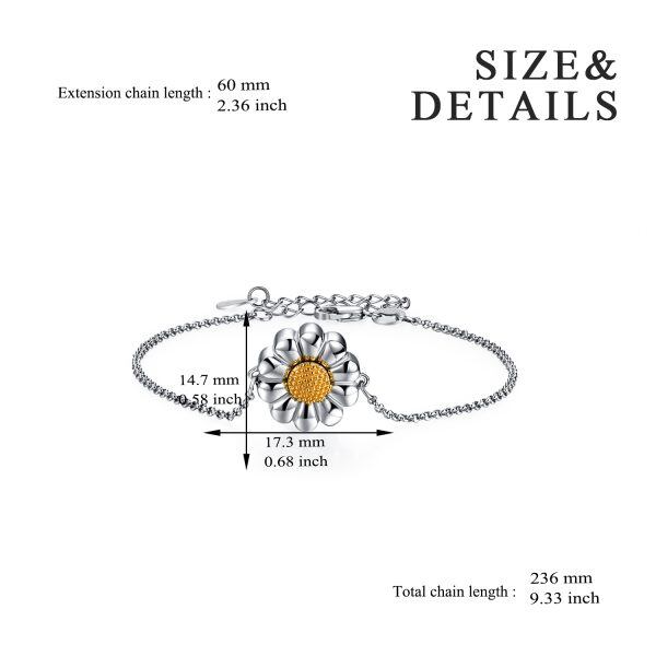 Sterling Silver Sunflower Urn Chain Bracelets-1